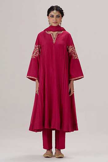 Gulnaar Chanderi Silk Kurta Pant Set