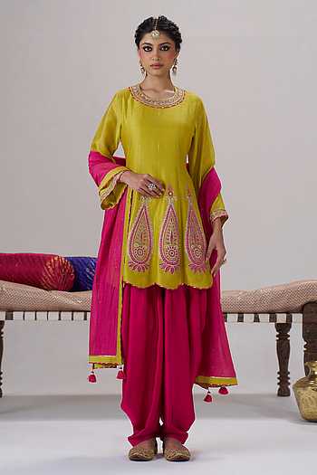 Roop Chanderi Silk Kurta Dhoti Pant Set
