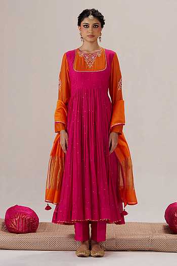 Sohni Chanderi Anarkali Pant Set