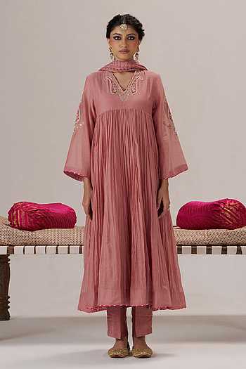 Rangrez Chanderi Silk Anarkali Set