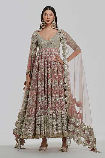 Mirror Work Anarkali With Dupatta