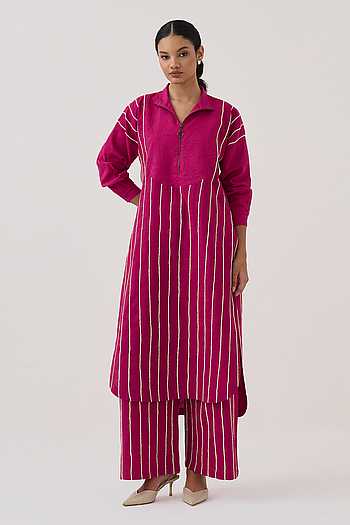 Embroidered Handwoven Cotton Kurta & Pant Set