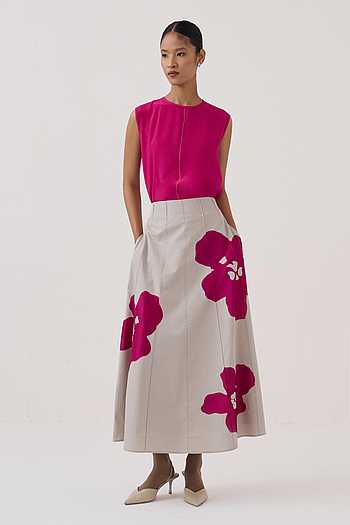 Sleeveless Top & Applique Skirt Set