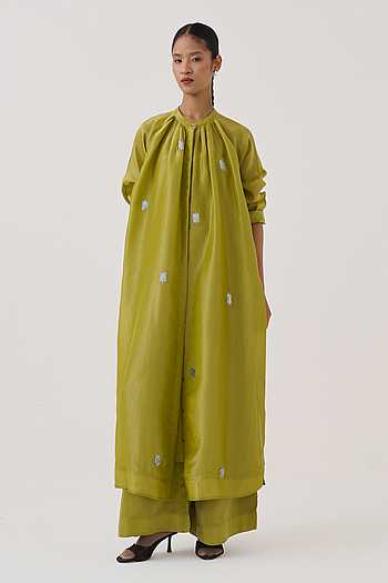 Hand Embroidery Metallic Tissue Shirt & Pant Set