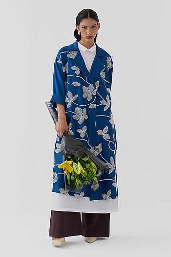 Embroidered Chanderi Jacket Kurta Set