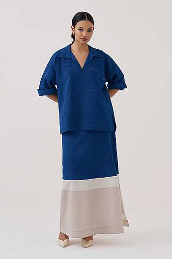 Textured Handwoven Mul Skirt & Top Set