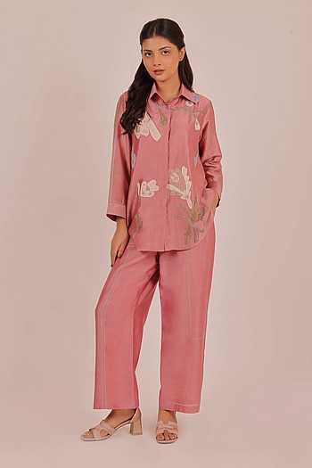 Floral Applique Work Kurta & Pant Set