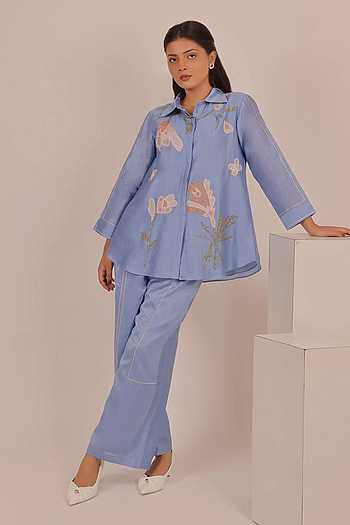 Floral Applique Kurta & Pant Set