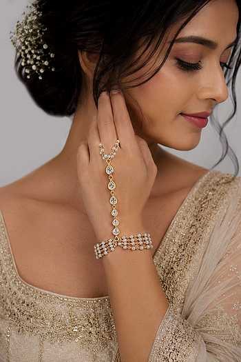 Pearl & Polki Haathphool Bracelet