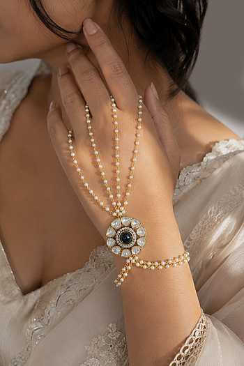 Polki Pearl Floral Haathphool