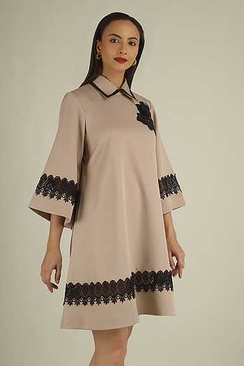 Floral Applique A-Line Dress