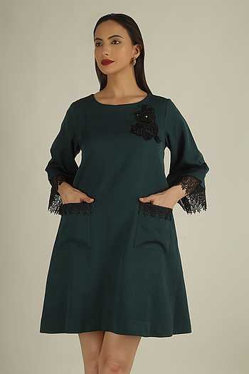 Floral Applique Work Short Dress
