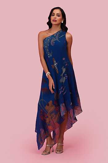 Brahmand Blue One Shoulder Dress