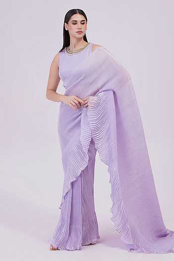 Amethyst Flow Pleated Pre-Draped Saree Set