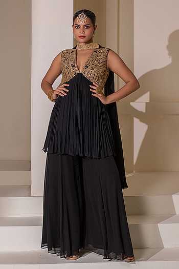 Gathered Embellished Tunic Sharara Set