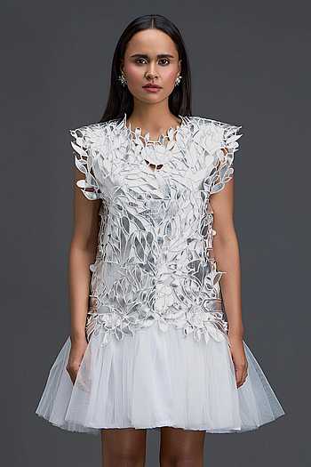 Floral Applique Dress With Top