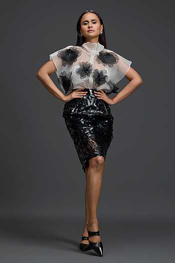 Embroidered Top Skirt Set
