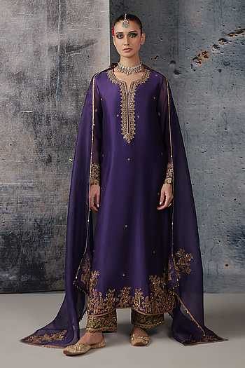 Embroidered Straight Kurta & Pant Set