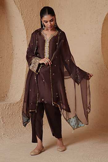 Brown Short Kurta & Pant Set