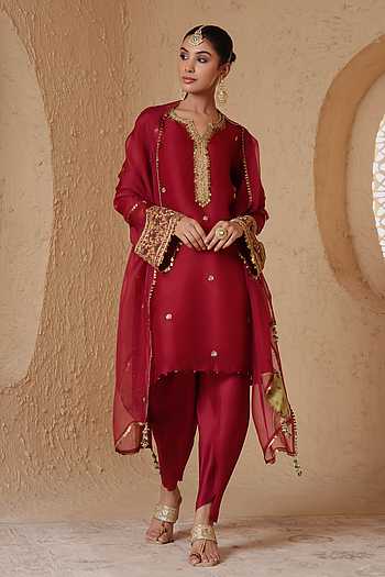 Embroidered Short Kurta & Pant Set