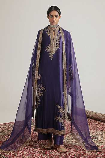 Purple Jaal Embroidered Kurta Set