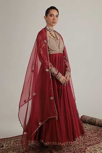 Yoke Embroidered Anarkali Set