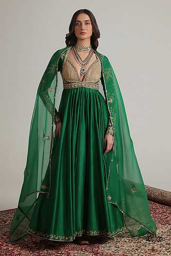 Yoke Embroidered Anarkali Set