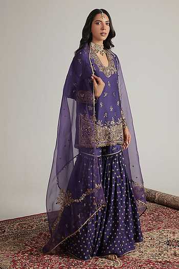 Embroidered Kurta Sharara Set