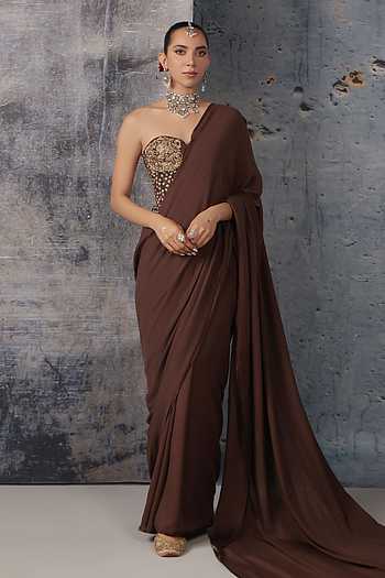 Embroidered Corset & Saree Set