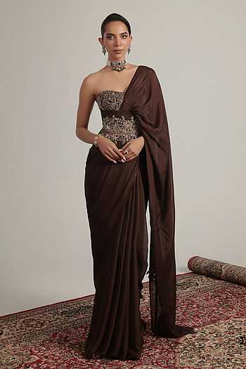 Embroidered Corset With Saree