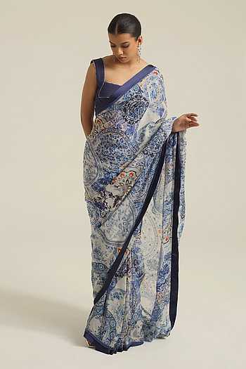 Zyra Printed Pre-Draped Saree With Blouse