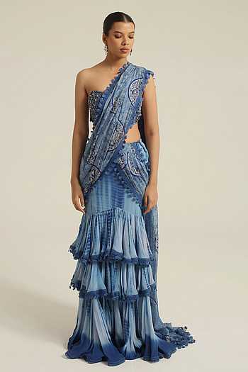 Anaiza Tiered Ruffle Saree Set