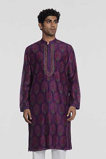 The Imperial Violet Embroidered Kurta