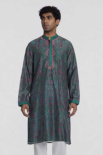 Midnight Teal Printed Kurta