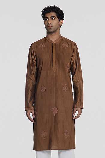 Cinnamon Brown Pintuck Kurta