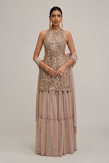 Embroidered Kurta Sharara Set
