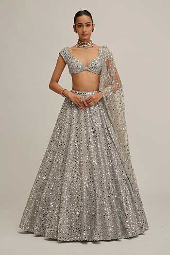 Handcut Mirror Work Lehenga Set