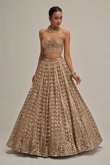 Diamond Mirror Cutwork Corset & Lehenga Set