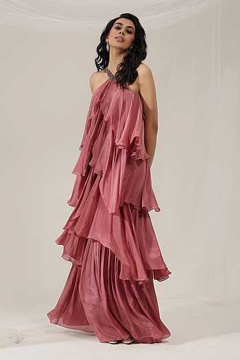 Whispering Petals Embellished Halter Gown