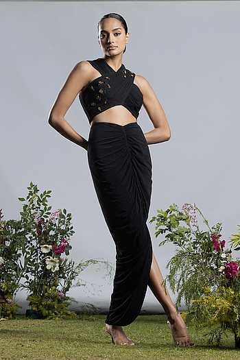 Wild In Shadows Halter Neck Top & Skirt Set