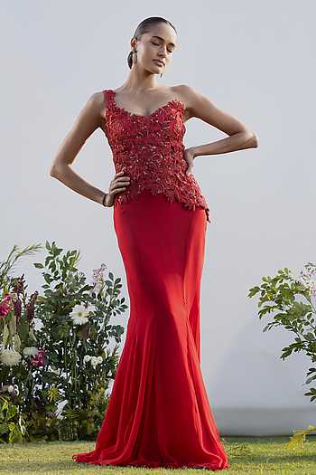 Rouge Muse Embroidered Cutwork Top With Skirt