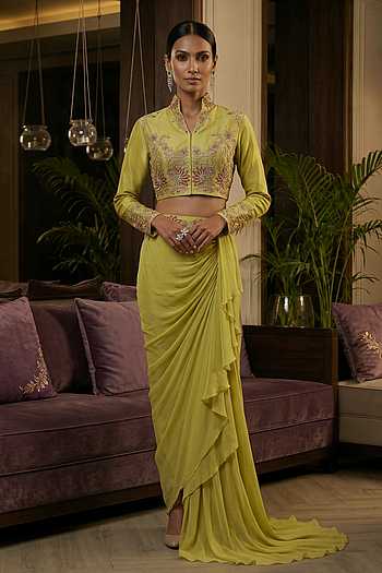 Embroidered Cropped Bolero Jacket & Skirt Set