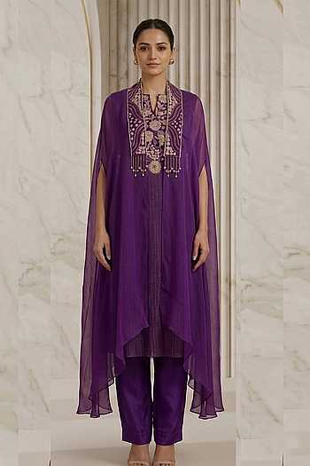 Embroidered Cape & Kurta Set