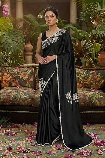 Sequin Border Embroidered Saree With Blouse