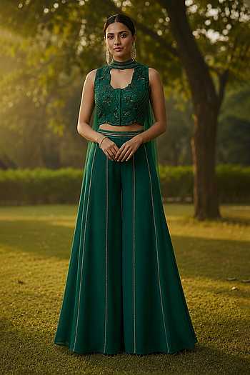 Embroidered Waistcoat Sharara Set