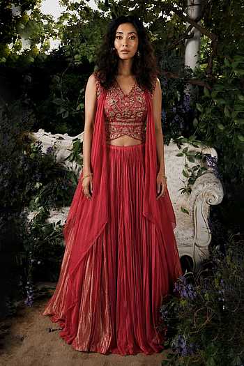 Embroidered Waistcoat & Skirt Set