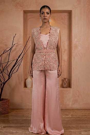 Embroidered Jacket Palazzo Set