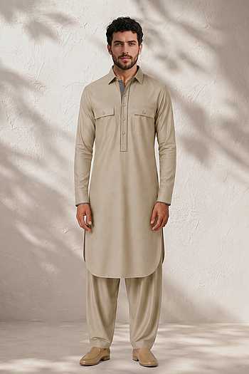 Veeraj Plain Cotton Silk Kurta Set