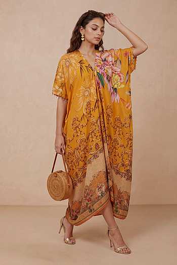 Botanical Floral Print Kaftan