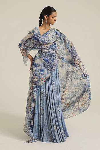 Anura Printed Draped Dress With Belt